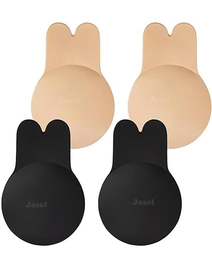 jasol Sticky Bra Adhesive Bra 2 Pairs,Push Up Strapless Backless Bra for Women,Invisible Silicone Bras (Black, Gold)-picture-33