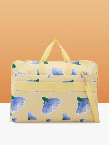 Image of Caprese Barbara Laptop Bag Large (E) Yellow|Stylish Laptop Handbag for Women, 16-Inch Laptop Compatible Spacious Office Bag with Smart Sleeve, Adjustable & Detachable Strap