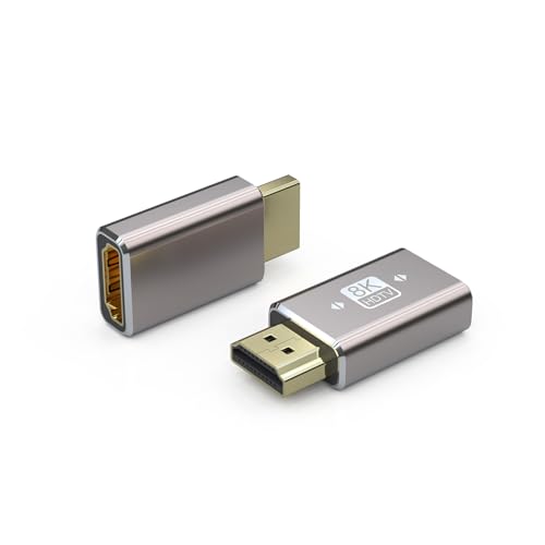 SOMDARHK HDMI Adapter Male to Female 2 Pack – HDMI 2.1 Adapter Extender 180 Degree Gold Plated Connector for Laptop Monitor PC Television Supports 8K@60Hz 4K@144Hz