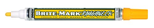 DYKEM Brite-Mark Rough Neck Tough Tip Marker, Yellow, 0.09 inches (84204)