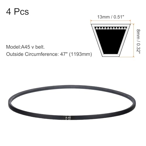 Image of uxcell 4pcs A45 or 4L470 Classic Wrapped Rubber V-Belt, 45 inch(1143mm) Inside Circumference, A Profile V Belt
