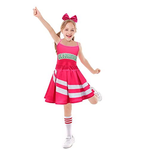Zivanto Zombies Costume For Girls Halloween Cosplay Dresses Christmas Outfits Size 8 Cheerleader Dress Cheering Dance Skirt Fancy Dress-Up School Uniforms Football Performance Pink 140 #TOP1