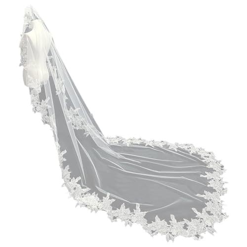Voile de mariée de haute qualité en tulle doux et broderie fine de dentelle