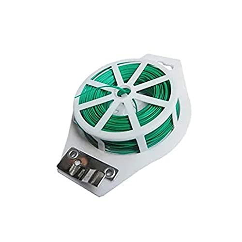 Sulfar Plastic Twist Tie Wire Spool with Cutter for Garden Yard Plant 50m (Green)