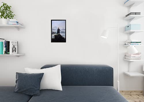 Caspar David Friedrich Wanderer Above The Sea Of Fog Above The Mist Mountaineer In Misty Landscape Philosophy Wander Painting 1818 German Romantic Period Black Wood Framed Art Poster 14X20 #TOP5