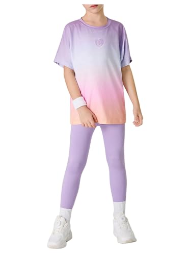 SHENHE Conjunto feminino de 2 peças de camiseta esportiva esportiva de manga curta para treino e leg