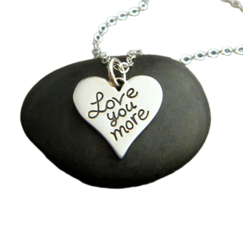 Collier argent 925 Je t'aime plus pendentif cœur gravé message romantique