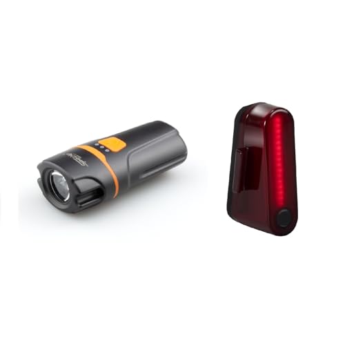 Spolite Compact Design Bike Lights Set, Front and Back Lights, IP64 Waterproof, 6 Modes Cycling Light, USB Rechargeable Tail Light