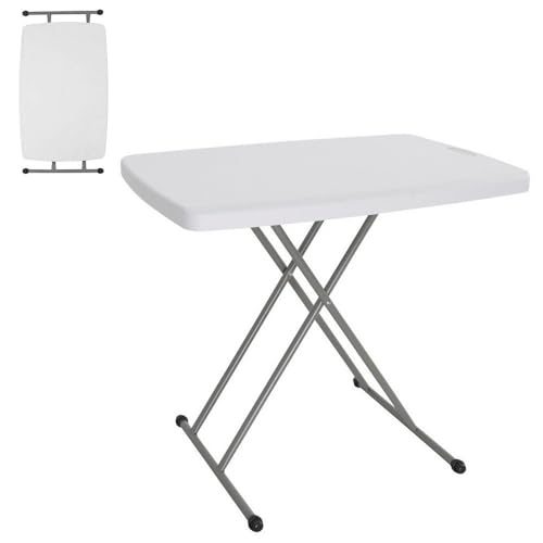 LOLAhome Mesa Regulable en Altura, de Acero Anticorrosión y HDPE (De 76x50x71,5 cm) | Resistente, fácil Transporte, fácil Montaje | Ideal Acampadas, Picnic, Catering, Jardín, Terraza