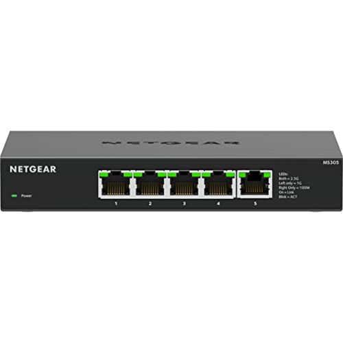 Image of NETGEAR 5-Port 2.5G Multi-Gigabit Ethernet Unmanaged Network Switch (MS305) - with 5 x 2.5Gbps Ports, Desktop or Wall Mount, Metal Case (Pack of 6)