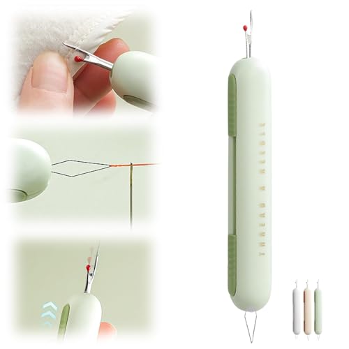 2024 Upgrade 2 in 1 Needle Threader Seam Ripper, Needle Threaders Seam Rippers for Sewing, Needle Threading and Seam Kit Seam Ripper Tool for Elderly and Sewing Enthusiasts(Green)