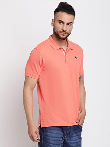 Image of Cantabil Men's Cotton Blend Solid Polo Neck T-Shirt (Regular Fit)