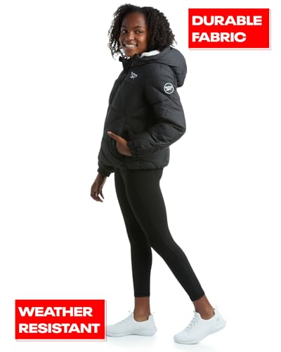 Reebok Girls Winter Coat - Heavyweight Quilted Sherpa Fur Lined Cropped Parka Puffer Jacket - Warm Winter Coats for Girls3