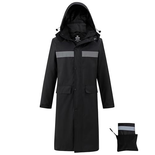 Image of Wantdo Long Rain Coats for Men Waterproof Rain Jacket with Hood