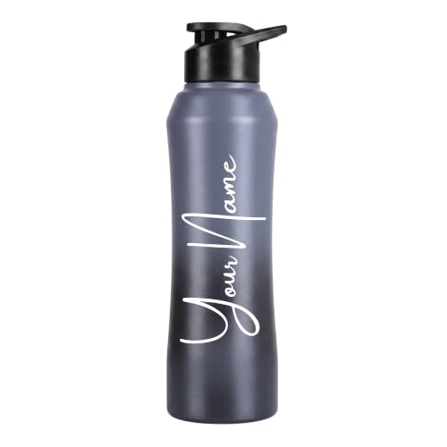 Image of Caspian Trek Customised Stainless Steel Water Bottle 1L, Graph with Logo Print - Personalised Water Bottle with Your Name Print for Kids Boys Girls School Office Gym- Perfect for Corporate Gifting