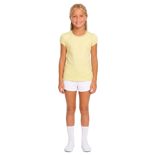 Image of Lilax Girls Short Puff Sleeve Cotton T-Shirt, Toddler & Little Girls Top | 95% Cotton Puff Sleeve Tee; Crewneck, Short Sleeve; Toddler & Girls Sizes 2T-12; for School, Play & Everyday; Machine Wash
