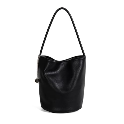 Bucket Bag for Women Soft Leather Shoulder Bag Handle Shoulder Purse with Zipper Pocket Commuter Tote Underarm Purse