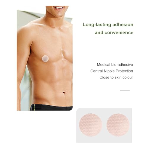 HSAJS 60 Stück Herren Unsichtbare Nippelpads Atmungsaktiv Hypoallergen Einweg Nackt Farbe Nippelabdeckung Unsichtbare Brustwarzenabdeckung für Läufer & Athleten (35mm)