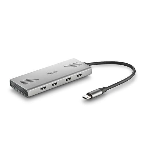 Ngs WONDER4-C - Adattatore Multiporta USB-C 4 In 1, Hub Con 4 Porte Usb 3.0, Ad Alta Velocità 5 Gbps, Compatibile Con Pc, Mac E Tablet, Design Portatile E Leggero, Alloggiamento In Alluminio, Cavo 180 - 7