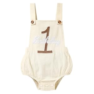 Baby Boys Girls 1st Birthday Romper Baby First Birthday Outfit Boy Solid Color Jumpsuit Cake Smash Outfit