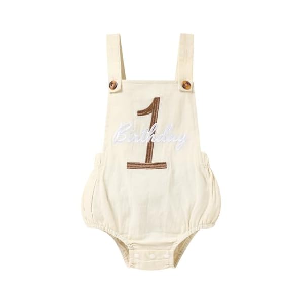Baby Boys Girls 1st Birthday Romper Baby First Birthday Outfit Boy Solid Color Jumpsuit Cake Smash Outfit