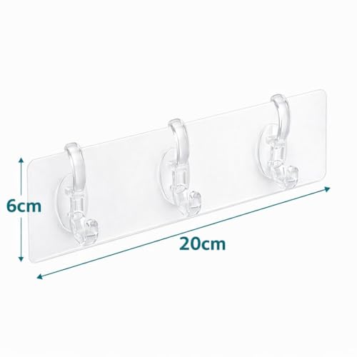 Image of Self Adhesive Hooks for Wall Heavy Duty - 10kg Load Capacity Waterproof Transparent Wall Hooks for Hanging - No Drilling Nail (ProHold Hoo (3 Hook Strip Pack of 3)