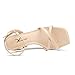 Athlefit Nude Kitten Heels for Women Strappy Square Open Toe Heeled Sandals Ankle Strap Summer Dressy High Heels for Prom Party Wedding Size 9