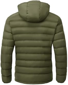 TBMPOY Men's Lightweight Puffer Jackets Detachable Hood Water-Resistant Casual Winter Coat Hooded Insulated for Travel Ski