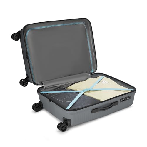 Image of Aristocrat Crystal Set of 2 Trolley Bag 55 & 66cm | S+M | Hard Luggage | 8-Wheel Suitcase for Travel | Combination Lock with Anti-Theft Zipper | Polypropylene | 3 Years International Warranty (Grey)