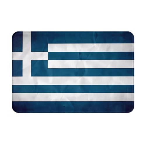 YTUOPWE Felpudo de 40,6 x 61 cm, con diseño de bandera griega, absorbente de agua, antideslizante, para puertas delanteras, entradas y baños