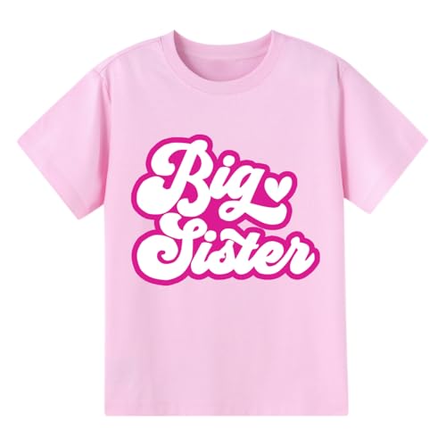 Image of Big Sister Announcement T Shirt Toddler Girls Promoted to Big Sister Tees Outfits 1-7 Years