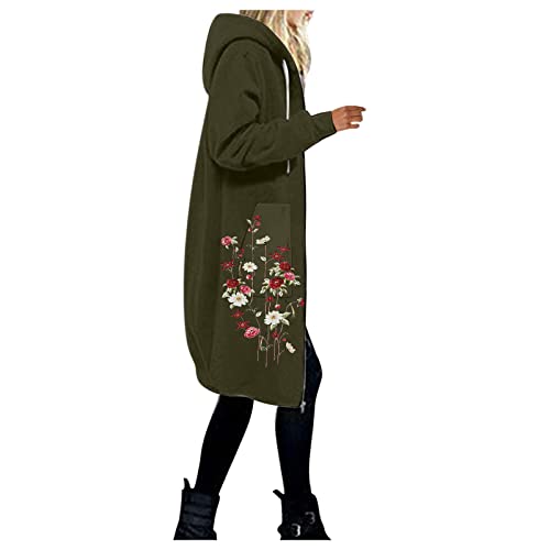 Womens Outerwear Women's Casual Coat Floral Printing Coat Top Casual Zipper Hooded Jacket Splicing Fleece Outwear Women #TOP3