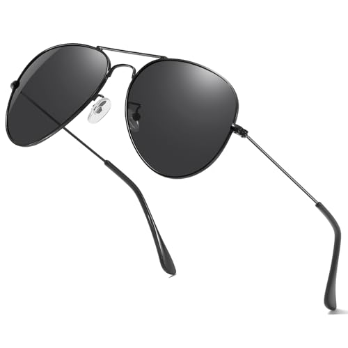 Classic Aviator Polarized Sunglasses for Men Women Metal Frame UV400 Protection Lightweight for Driving Outdoor