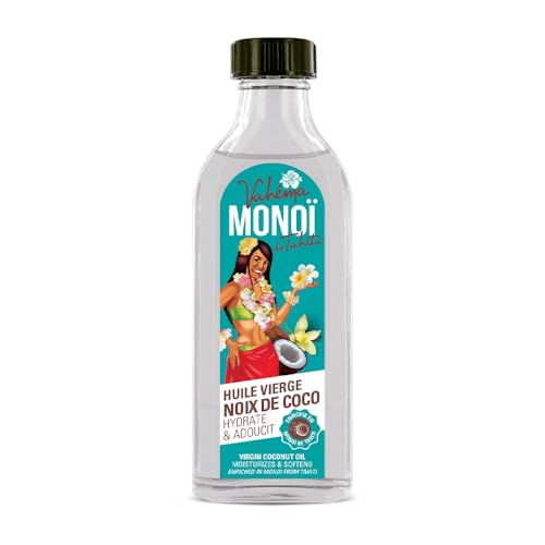 Aceite Virgen de Coco Vahema Monoi de Tahití - Hidrata y suaviza | Nutre y protege la piel y el cabello | Multiuso Cuerpo y Cabello | Enriquecido con Monoï de Tahití | 100ml