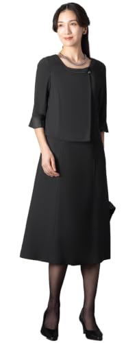 [アッドルージュ] 喪服 レディース 洗える ブラックフォーマル 礼服 ワンピース 前開き 冠婚葬祭 ロング丈 17号ABR t5253 1枚目
