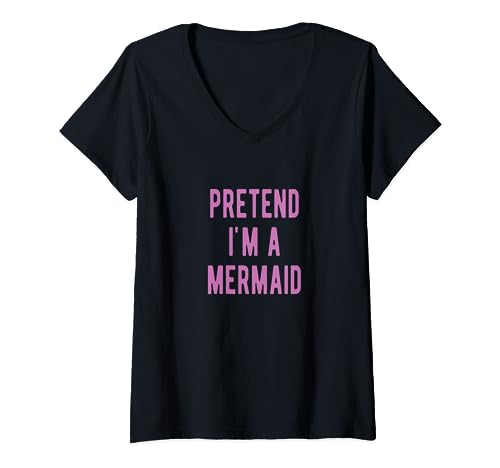 Costume da sirena per ragazze con scritta "Finger im a Mermaid Lover Maglietta con Collo a V