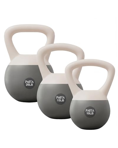 PAETA Soft Kettlebell for Home Gym – Anti-Slip Grip & Wide Handle Design, Soft-Sided Cushioned Base Kettlebell, Soft Kettlebell set for Strength Training - Ideal for Men, Women, 45lbs White