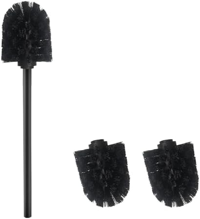 WAVEWO WC-Bürste, PP, schwarz | Mit 2 Bürstenköpfe, Austauschbarer Bürstenkopf, 7 cm Durchmesser, 304 Edelstahl, Badezimmerreinigung