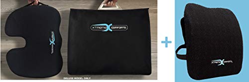 Deluxe Coccyx Orthopedic Memory Foam Seat Cushion with Carry Handle and Bag Plus 100% Memory Foam Lumbar Cushion - Thumbnail 2