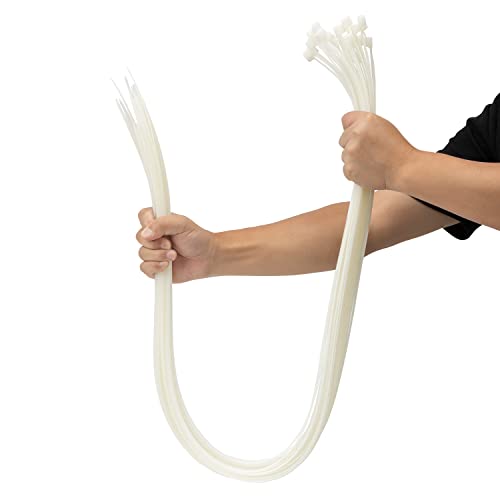 XINGO White Cable Ties Heavy Duty 25 PCS, 1200mm x 9mm Long with 80 KGS Ultra Strong Tensile Strength