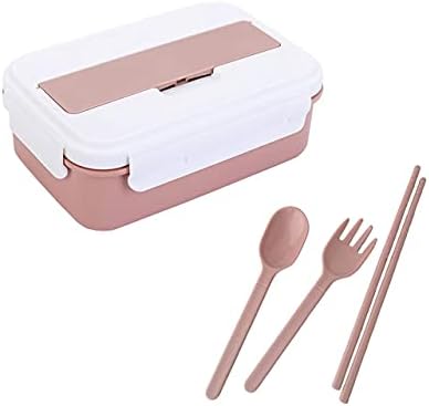 Bento Box, Lunch Box for Kids Adults with 3 Compartment Lunch Boxes, Spoon Fork and Chopsticks,BPA Free, Microwave and Dishwasher Safe ( Pink-White)
