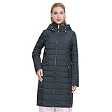 Youllyuu Women Windbreaker Hooded Medium Length Filling Coat Long Puffer Jacket Warm Parka 707 Gray-GN M