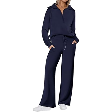 REORIA Women's Navy Blue Cotton Tracksuit Set Cover