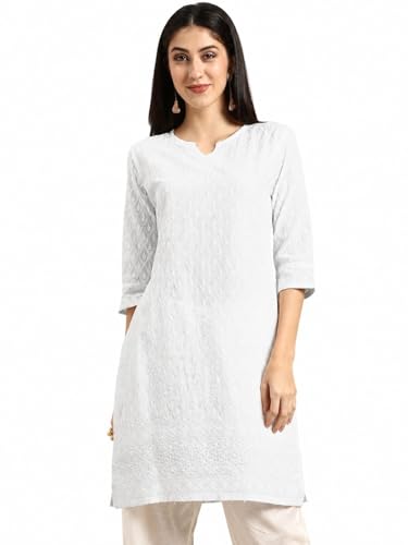 Image of Amazon Brand - Tavasya Women Cotton Solid Straight Kurta