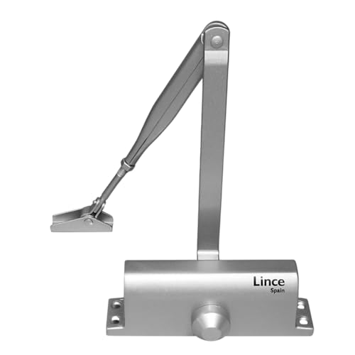 Door Closer for Doors LINCE Force 2-3 for 40-60 Kilos Silver, Certified to UNE-EN1154 Standard, Not Suitable for RF Doors
