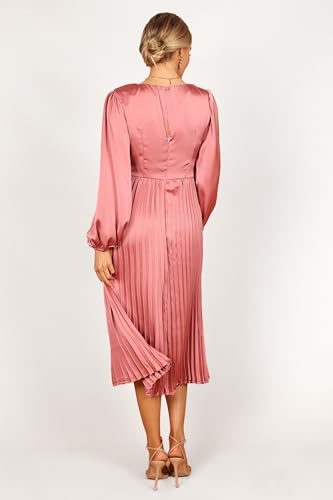 Petal & Pup Noelle Twist Front Pleated Midi Dress - Blush M