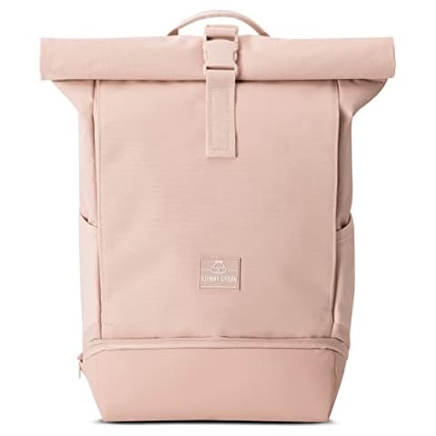 Johnny Urban Roll Top Backpack Women Pink - Allen Medium - Rucksack for School, University, Work - Laptop Compartment 16 - Water-Repellent Cover