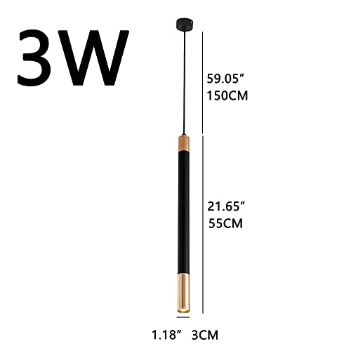 Lámpara colgante LED de tubo negro de 3W con luz neutra para techo 3