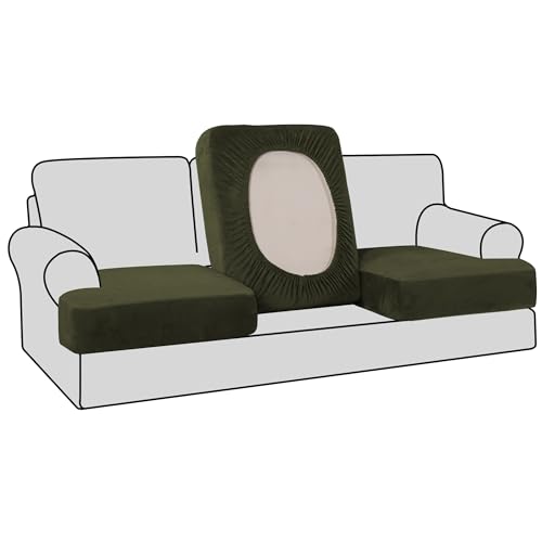 H.VERSAILTEX Stretch Velvet 3 Piece T Cushion Sofa Slipcovers for