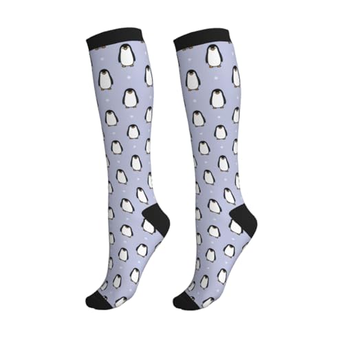 WOAIDY Knee High Compression Socks for Women, Light Support for Standing All Day, Support for Work, Office, Penguin